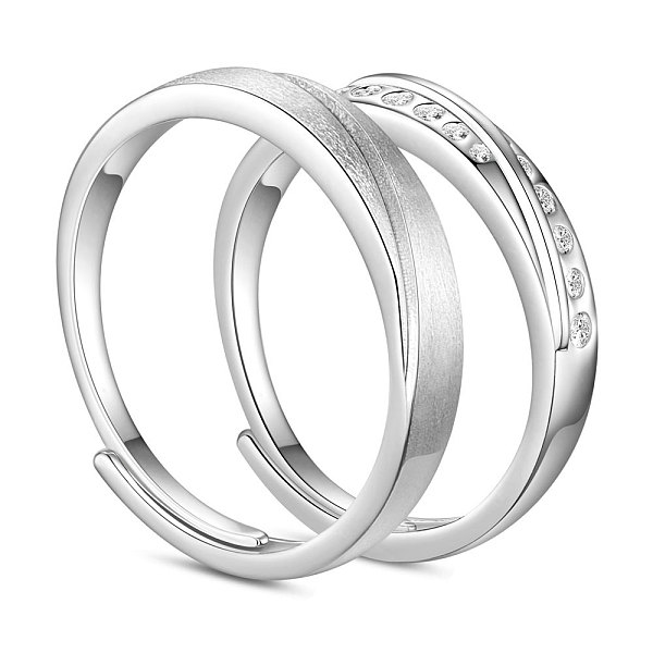 

PandaHall SHEGRACE Adjustable 925 Sterling Silver Couple Finger Rings, Platinum Plated, Platinum, 19mm and 17mm, 2pcs/set Sterling Silver