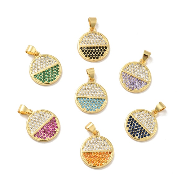 

PandaHall Brass Micro Pave Cubic Zirconia Pendants, Cadmium Free & Lead Free, Long-Lasting Plated, Flat Round, Real 18K Gold Plated, Mixed..., Multicolor