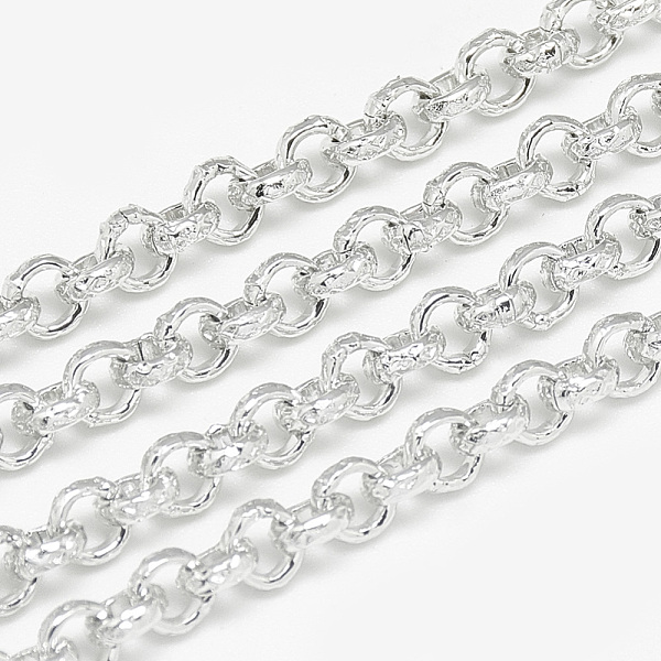 

PandaHall Aluminum Rolo Chains, Belcher Chains, Textured, Unwelded, Silver, 3.6x1.4mm Aluminum Silver