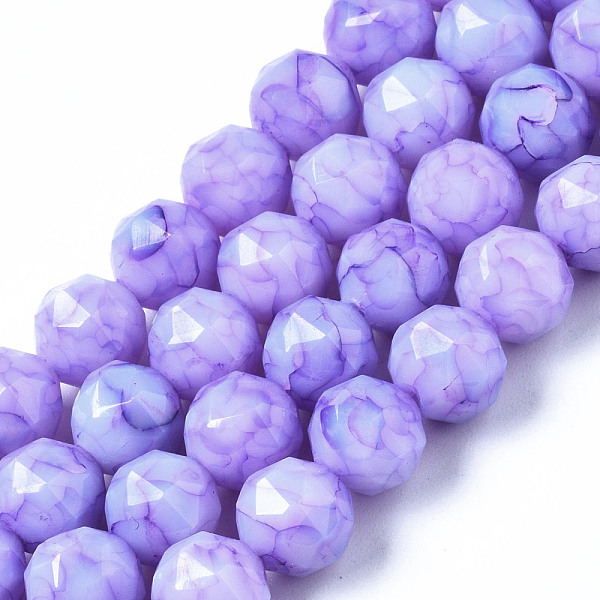 

PandaHall Opaque Baking Painted Glass Beads Strands, Faceted, Round, Lilac, 8x7.5mm, Hole: 1mm, about 50pcs/strand, 15.08 inch(38.3cm) Glass..., Purple