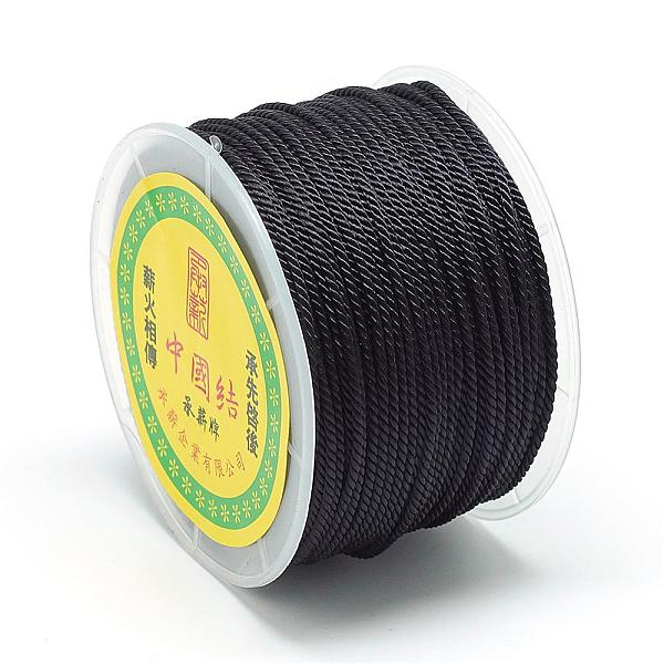 

PandaHall Nylon Threads, Milan Cords/Twisted Cords, Black, 1.5~2mm, about 54.68 yards(50m)/roll Nylon Black
