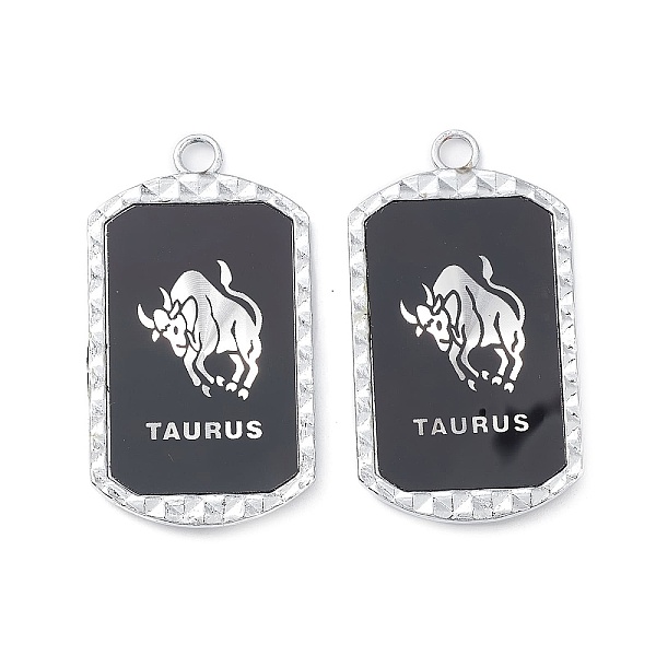 

PandaHall Alloy Twelve Constellations Series Big Pendants, Lead Free & Cadmium Free, with Acrylic, Rectangle, Taurus, 50x28x3.5mm, Hole..., Black
