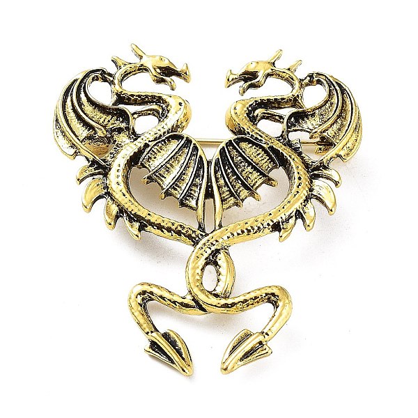 

PandaHall Dragon Brooch, Alloy Badge for Unisex, Antique Golden, 46x40.5x7mm Alloy Dragon