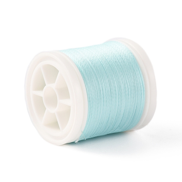 

PandaHall Luminous Polyester Cords, Round, Pale Turquoise, 0.1mm, about 109.36 Yards(100m)/Roll Polyester