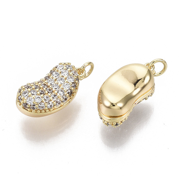 

PandaHall Brass Micro Clear Cubic Zirconia Charms, Peanut, Nickel Free, Real 18K Gold Plated, 11x5.5x5mm, Hole: 1.5mm, Jump Ring: 3x0.6mm...