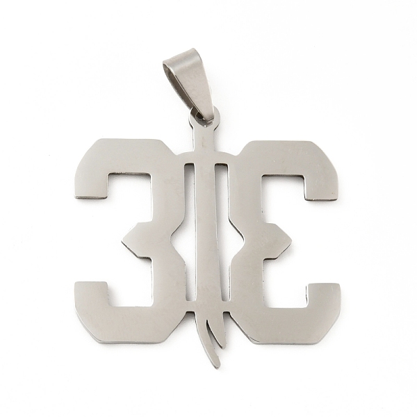 

PandaHall 201 Stainless Steel Pendants, Number 33, Stainless Steel Color, 35.5x35x1.5mm, Hole: 8x4mm 201 Stainless Steel Number