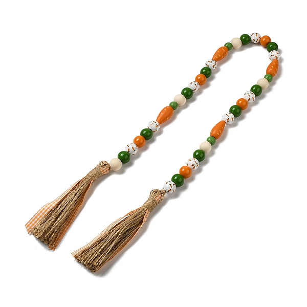 

PandaHall Wood Beaded Garland Hanging Ornament, with Tassels for Easter Decorations, Colorful, 850mm Wood Others