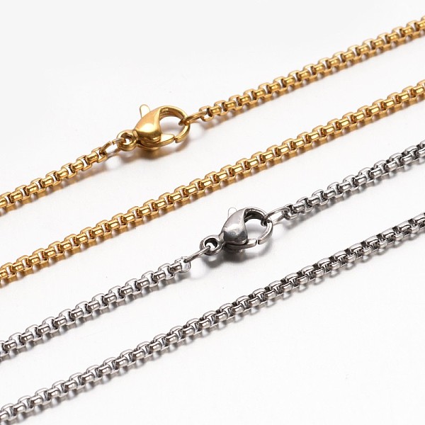

PandaHall 304 Stainless Steel Box Chain Necklaces, with Lobster Claw Clasp, Mixed Color, 17.7 inch(45cm) 304 Stainless Steel
