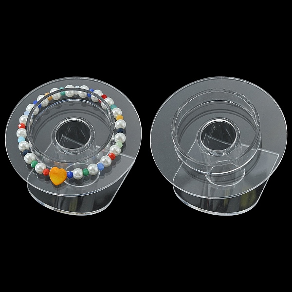 

PandaHall Organic Glass Bracelets/Bangles Display, Clear, 70x80x75mm Plastic Clear