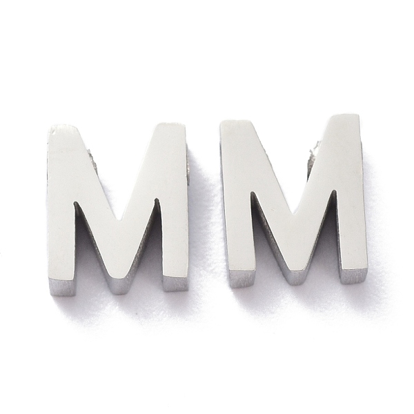 

PandaHall 304 Stainless Steel Charms, Alphabet, Stainless Steel Color, Letter.M, 8x7x3mm, Hole: 1.8mm 304 Stainless Steel Letter M