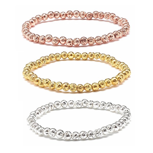 

PandaHall 3Pcs 3 Colors Natural Lava Rock Stretch Bracelets Set, Anti Depression and Anxiety Relief Items Gifts for Girl Women, Mixed Color..., Multicolor