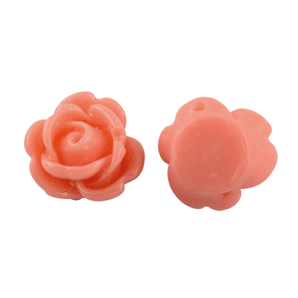 

PandaHall Opaque Resin Beads, Rose Flower, Salmon, 9x7mm, Hole: 1mm Resin Flower Red