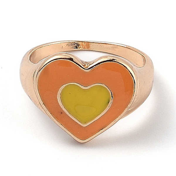 

PandaHall Alloy Enamel Finger Rings, Heart, Light Gold, Yellow, US Size 7, Inner Diameter: 17.8mm Alloy Yellow