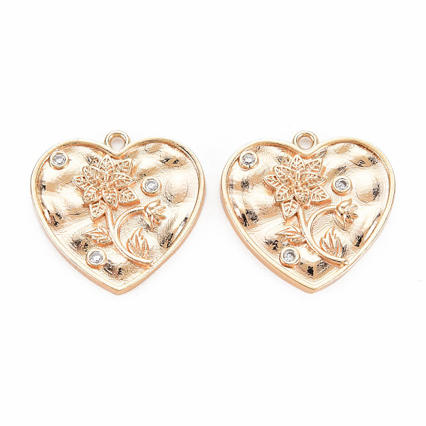 

PandaHall Brass Micro Pave Clear Cubic Zirconia Pendants, Birth Flower Charms, Nickel Free, Heart, Real 18K Gold Plated, December Poinsettia...