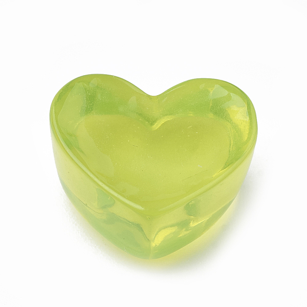 

PandaHall Transparent Resin Cabochons, Heart, Lawn Green, 14x16x10mm Resin Heart Green