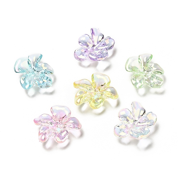 

PandaHall Transparent Acrylic Bead Caps, AB Color, 5-Petal Flower, Mixed Color, 20.5x24x7mm, Hole: 1.5mm Acrylic Multicolor