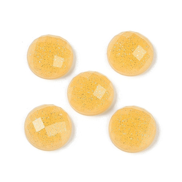 

PandaHall Translucent Epoxy Resin Glitter Powder Decoden Cabochons, Faceted Half Round/Dome, Gold, 10x5mm Epoxy Resin Half Round Gold