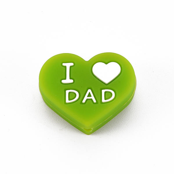 

PandaHall Food Grade Eco-Friendly Silicone Focal Beads, Chewing Beads For Teethers, DIY Nursing Necklaces Making, Heart with Word I Love DAD...
