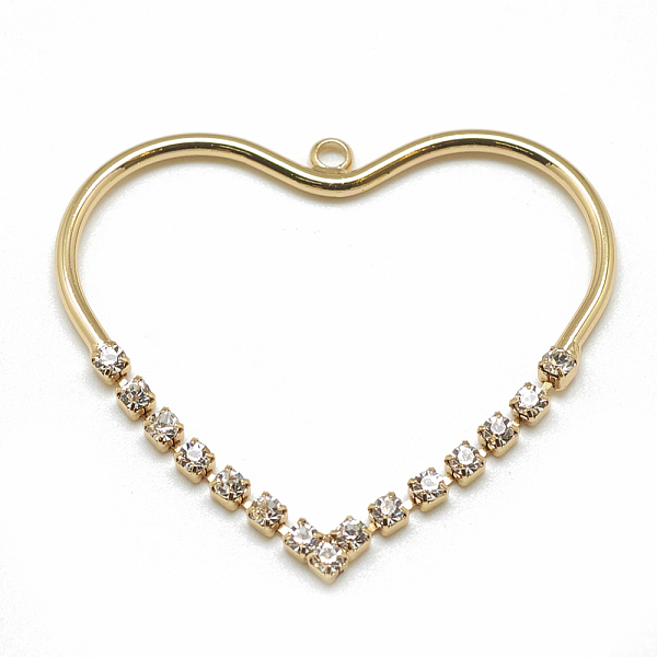 

PandaHall Brass Cubic Zirconia Pendants, Heart, Clear, Real 18K Gold Plated, 32x37x1.5mm, Hole: 1mm Brass+Cubic Zirconia Heart Clear