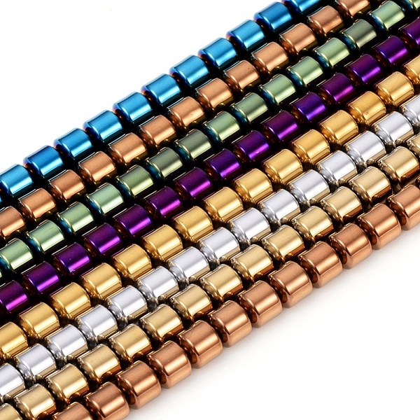 PandaHall Vacuum Plating Non-magnetic Synthetic Hematite Beads Strands, Drum, Mixed Color, 6x5.5mm, Hole: 1mm, about 71pcs/Strand, 15.94...