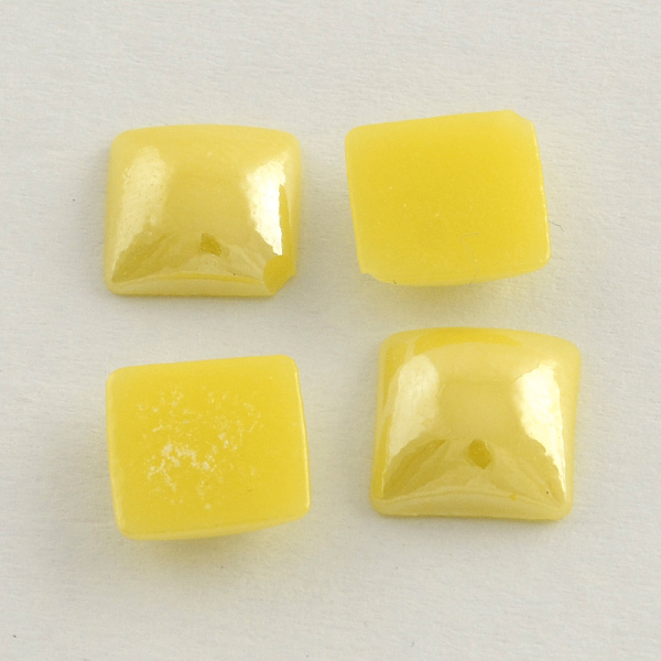 

PandaHall Pearlized Plated Opaque Glass Cabochons, Square, Yellow, 6x6x3mm Glass Square Yellow