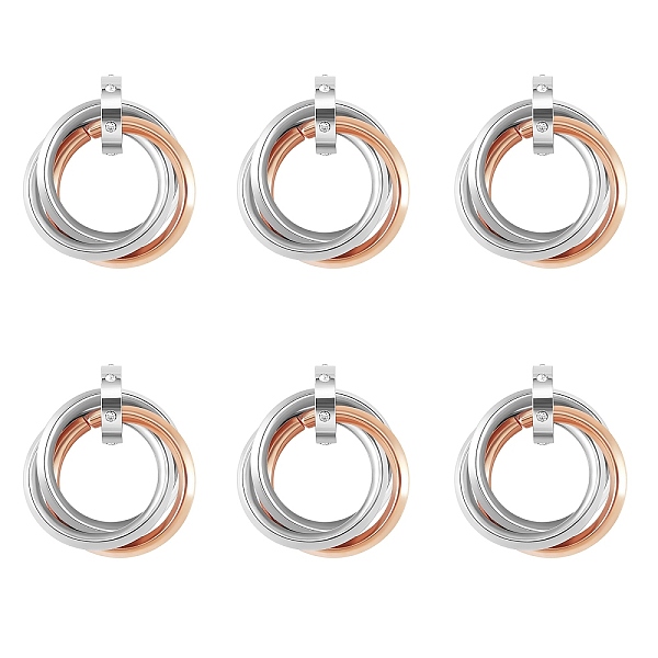 

PandaHall 201 Stainless Steel Interlocking Ring Pendants, with Crystal Rhinestone, Rose Gold & Stainless Steel Color, 27mm, 6pcs/box 201...