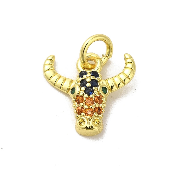

PandaHall Real 18K Gold Plated Brass Pave Colorful Cubic Zirconia Pendants, with Jump Rings, Cow, 11x12x2.5mm, Hole: 3mm Brass+Cubic...