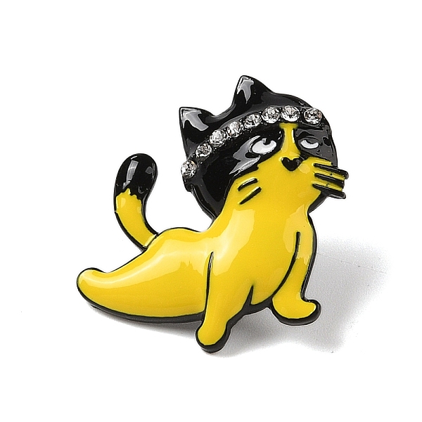 

PandaHall Black Zinc Alloy Rhinestone Brooches, Enamel Pins, Cat, Yellow, 26x28.5x5mm Alloy+Rhinestone Cat Shape Yellow