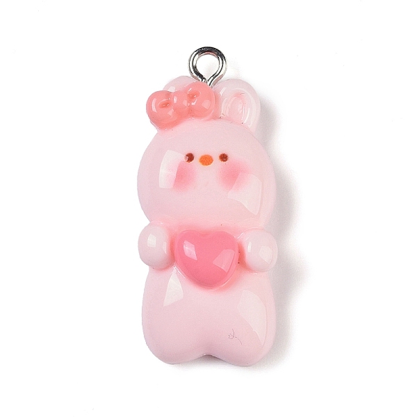 

PandaHall Resin Pendants, with Platinum Iron Loops, Rabbit, Lavender Blush, 32x14x8.5mm, Hole: 2mm Iron+Resin Rabbit