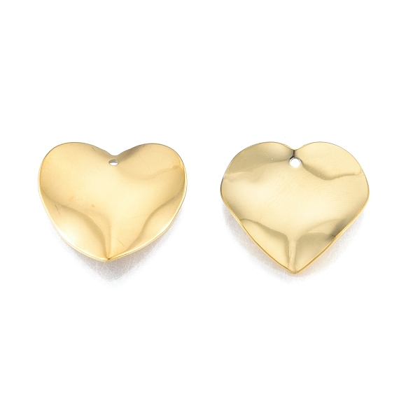 

PandaHall Ion Plating(IP) 201 Stainless Steel Pendant, Textured Charms, Heart, Real 18K Gold Plated, 21.5x22x0.7mm, Hole: 1.2mm 201...