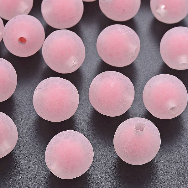 

PandaHall Transparent Acrylic Beads, Bead in Bead, Faceted, Frosted, Round, Light Coral, 16mm, Hole: 3mm, about 205pcs/500g Acrylic Round