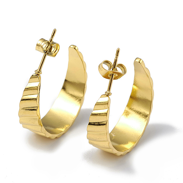 

PandaHall Ion Plating(IP) 304 Stainless Steel Round Stud Earrings, Half Hoop Earrings for Women, Golden, 22.5x7.5x22.5mm, Pin: 0.7mm 304...