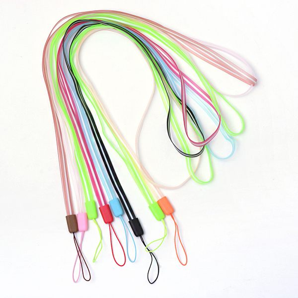 

PandaHall Rubber Lanyard Straps, with Plastic Findings, Mixed Color, 15.3 inch Synthetic Rubber Multicolor