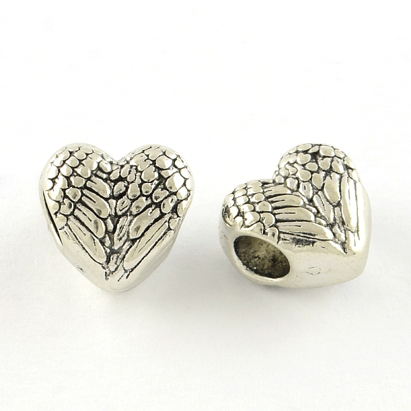 

PandaHall Tibetan Style Alloy European Beads, Heart, Large Hole Beads, Cadmium Free & Lead Free, Antique Silver, 11x11.5x7.5mm, Hole: 4.5mm...