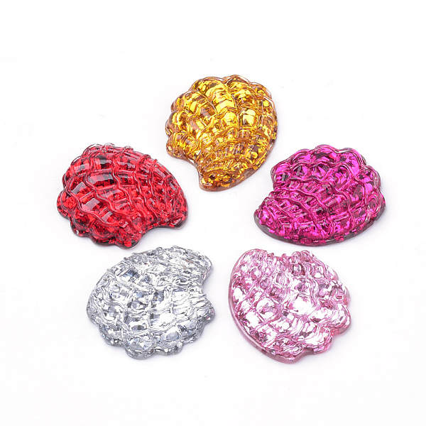 

PandaHall Resin Cabochons, with Glitter Powder, Shell Shape, Mixed Color, 25x23x6~7mm Resin Shell Shape Multicolor