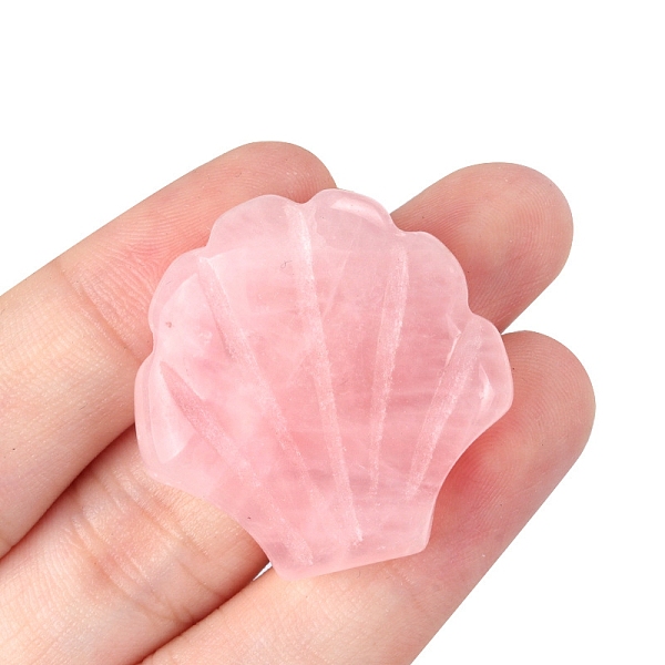 

PandaHall Natural Rose Quartz Carved Healing Shell Shape Figurines, Reiki Energy Stone Display Decorations, 30x30mm Rose Quartz Shell Shape