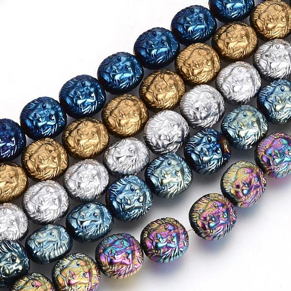 PandaHall Electroplate Non-magnetic Synthetic Hematite Beads Strands, Lion, Mixed Color, 10.5x10x7.5mm, Hole: 1mm, about 38pcs/strand, 15.7...