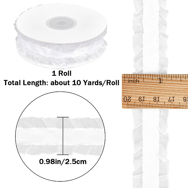 Ribete De Encaje Plisado De Poliéster De 10 Yarda