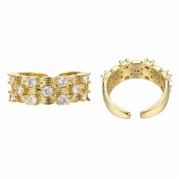 

PandaHall Cubic Zirconia Candy Shape Open Cuff Rings, Real 18K Gold Plated Brass Jewelry for Women, Nickel Free, Clear, US Size 5 1/2...