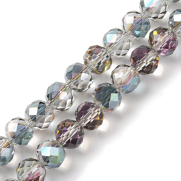 

PandaHall Half Golden Plated Electroplate Beads Strands, Faceted, Round, Honeydew, 8x7.5mm, Hole: 1.2mm, about 68pcs/strand, 20.28''(51.5cm)..., Green