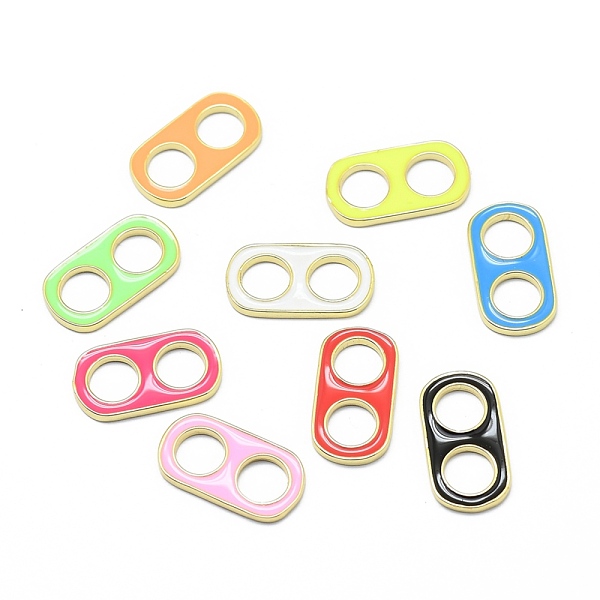 

PandaHall Brass Enamel Links Connectors, Long-Lasting Plated, Soda Tab/Pull Tab, Real 18K Gold, Mixed Color, 18x10x1.5mm, Hole: 6mm..., Multicolor