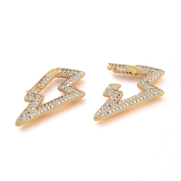 

PandaHall Brass Micro Pave Cubic Zirconia Spring Gate Rings, Lightning Bolt, Golden, Clear, 29.5x14.5x2.5mm, Inner diameter: 6.5x10.5mm...