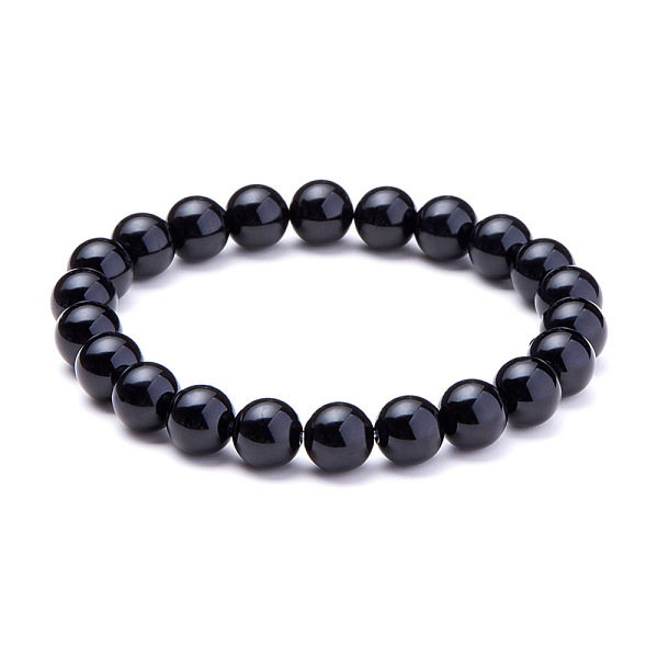 Natürliche Blacke Agate Runde Perlen Stretch-Armbänder