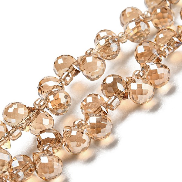

PandaHall Electroplate Transparent Glass Beads Strands, Pearl Luster Plated, Faceted, Teardrop, BurlyWood, 6x5x5mm, Hole: 0.8mm, about..., Orange