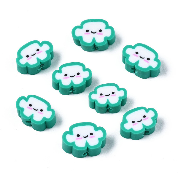 

PandaHall Handmade Polymer Clay Beads, Cloud with Smiling Face, Medium Spring Green, 6~8.5x10~11.5x4.5~5.5mm, Hole: 1.8mm Polymer Clay Cloud