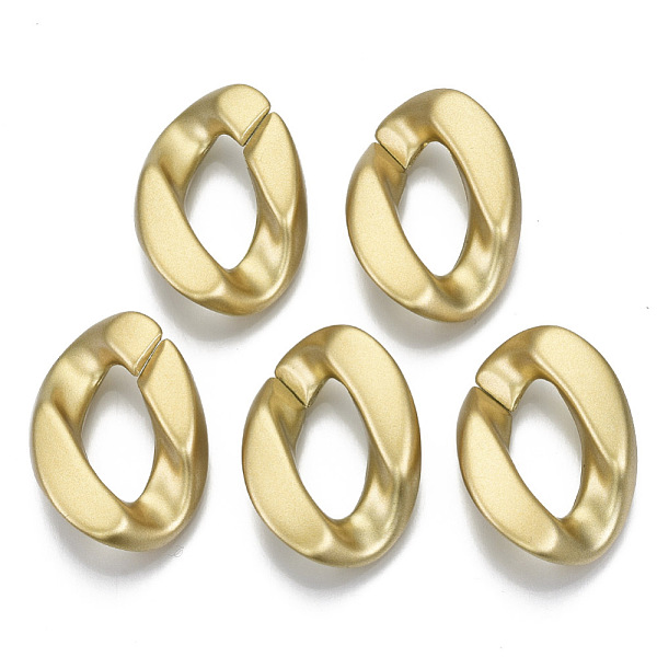 

PandaHall Opaque Spray Painted Acrylic Linking Rings, Quick Link Connectors, for Curb Chains Making, Twist, Gold, 30x21x7mm, Inner Diameter...