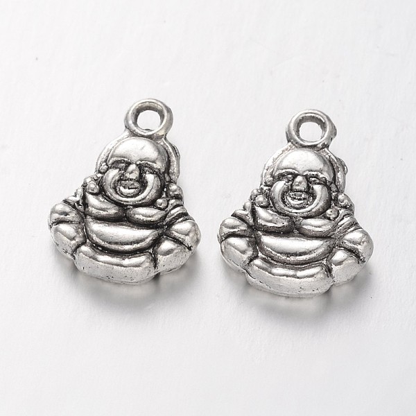 

PandaHall Alloy Pendants, Cadmium Free & Nickel Free & Lead Free, Buddha, Antique Silver, 14x11x3.5mm, Hole: 1.5mm Alloy Human