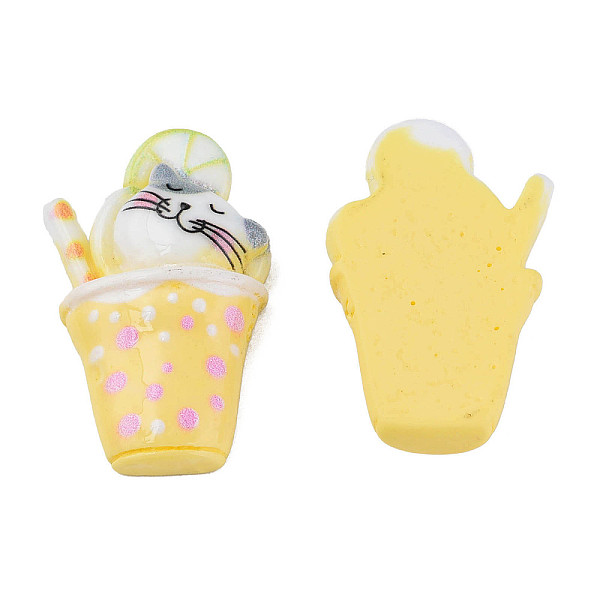 

PandaHall Opaque Resin Cabochons, Cat with Cup, Yellow, 32.5x20x7mm Resin Cat Shape Yellow