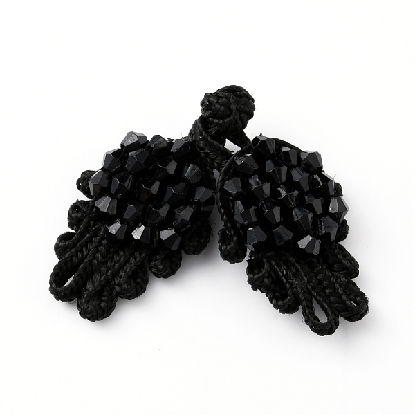 

PandaHall Handmade Chinese Frogs Knots Buttons Sets, Polyester Button with Acrylic Beads, Black, 68x20.5x6.5mm Polyester Others Black