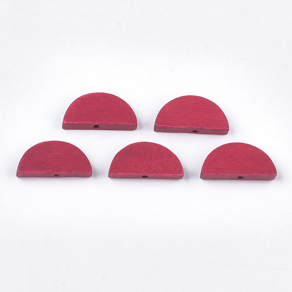 

PandaHall Painted Natural Wood Beads, Semicircle, Crimson, 10x20x4mm, Hole: 1.5mm Schima Wood Half Round Pink
